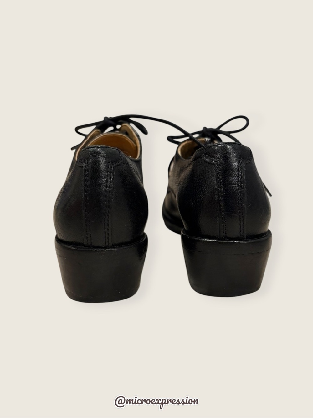 $349 Frye Carson Oxford Vintage Black Genuine Leather Lace Up Heeled Ankle Boot - Picture 11 of 15